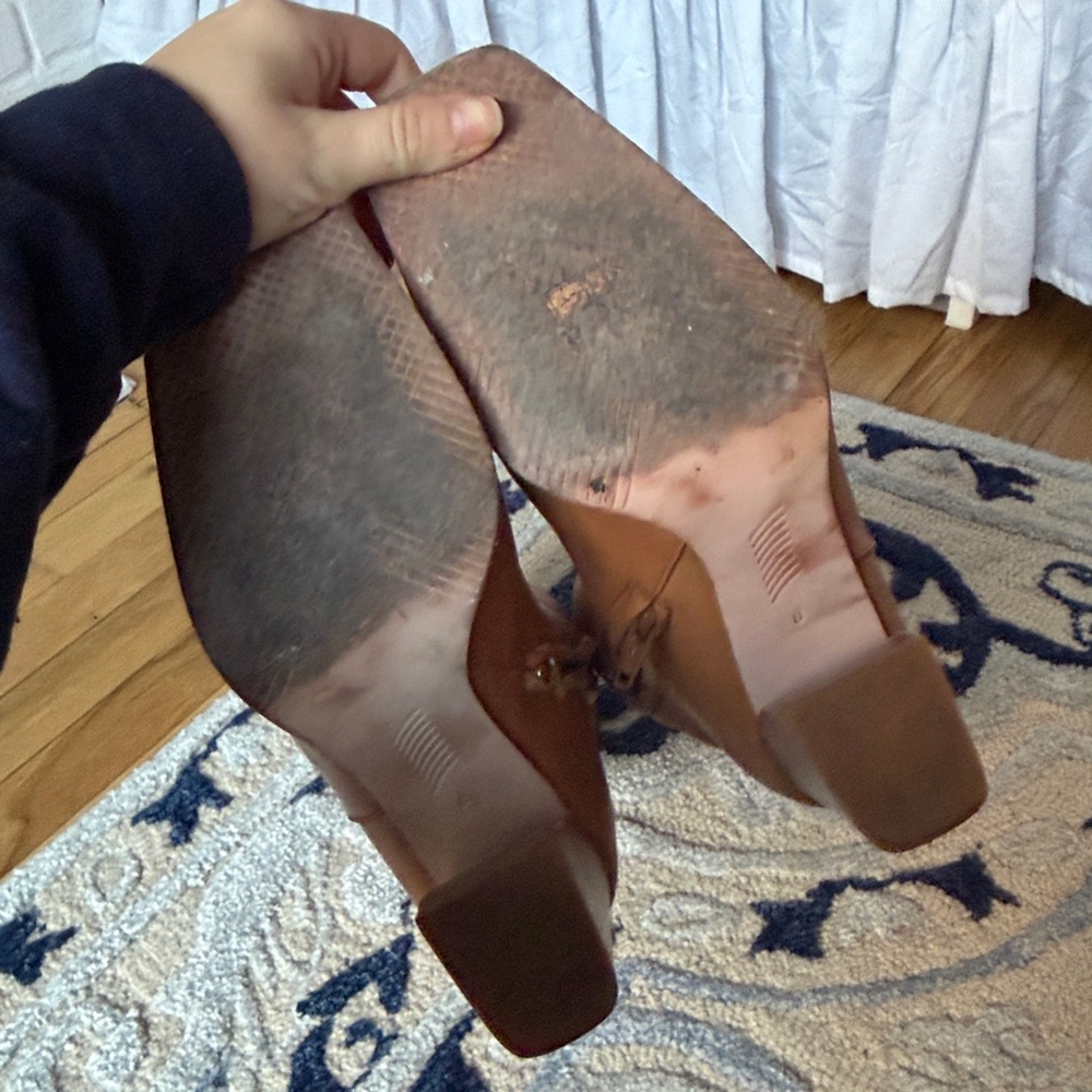 PAIGE Keely Tan Leather‎ Knee-High Block Heel Boots - Picture 4 of 9